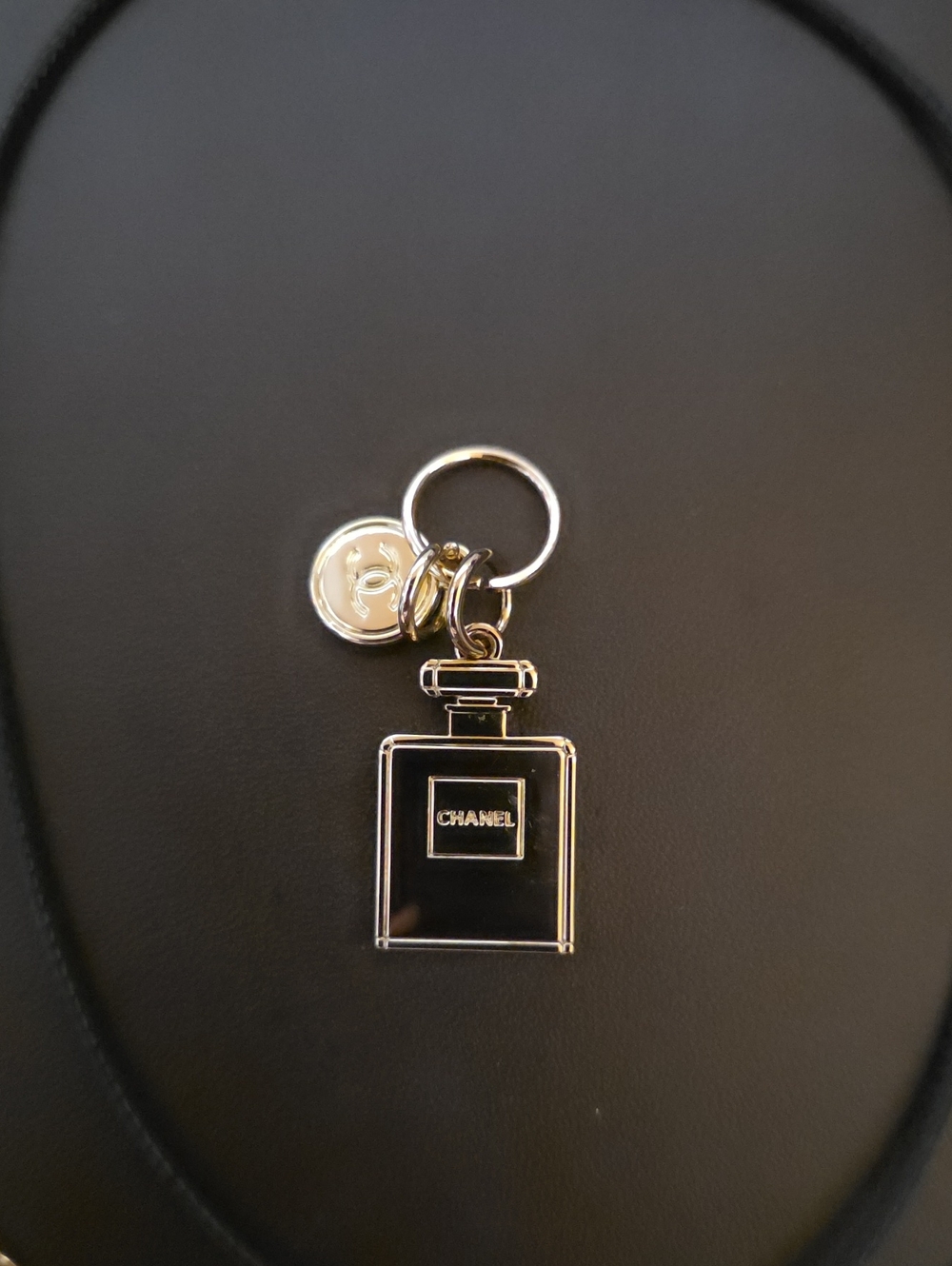 Chanel Christmas Charm W/ Free Necklace on Black Wax Leather Cord Plus - Picture 3 of 5